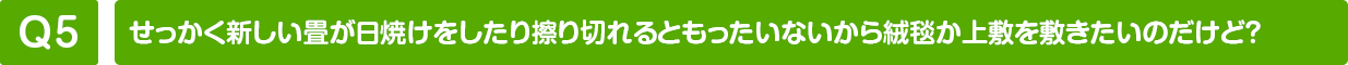 せっかく新しい畳が日焼けをしたり擦り切れるともったいないから絨毯か上敷を敷きたいのだけど？